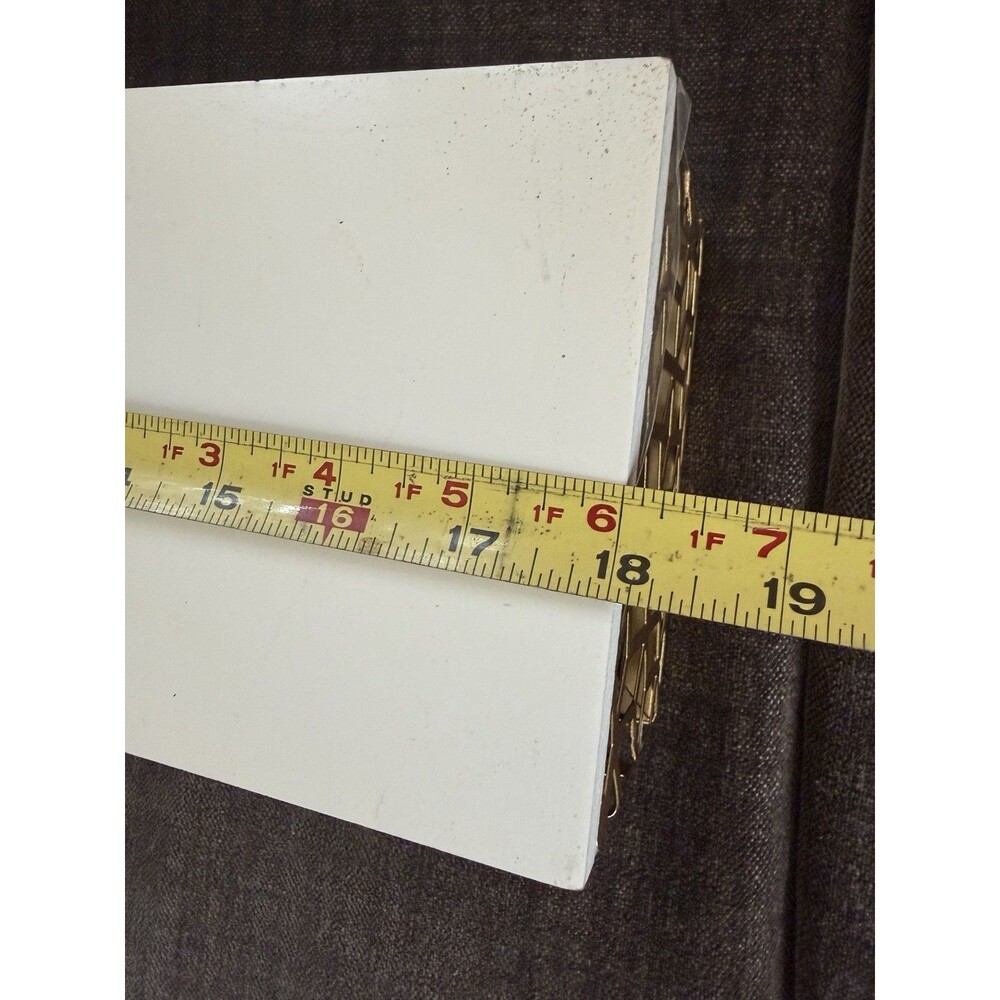 Floating Wall Shelf White Decorative Gold Cut Out Shabby Modern 18”L 4” Solid - Picture 7 of 16